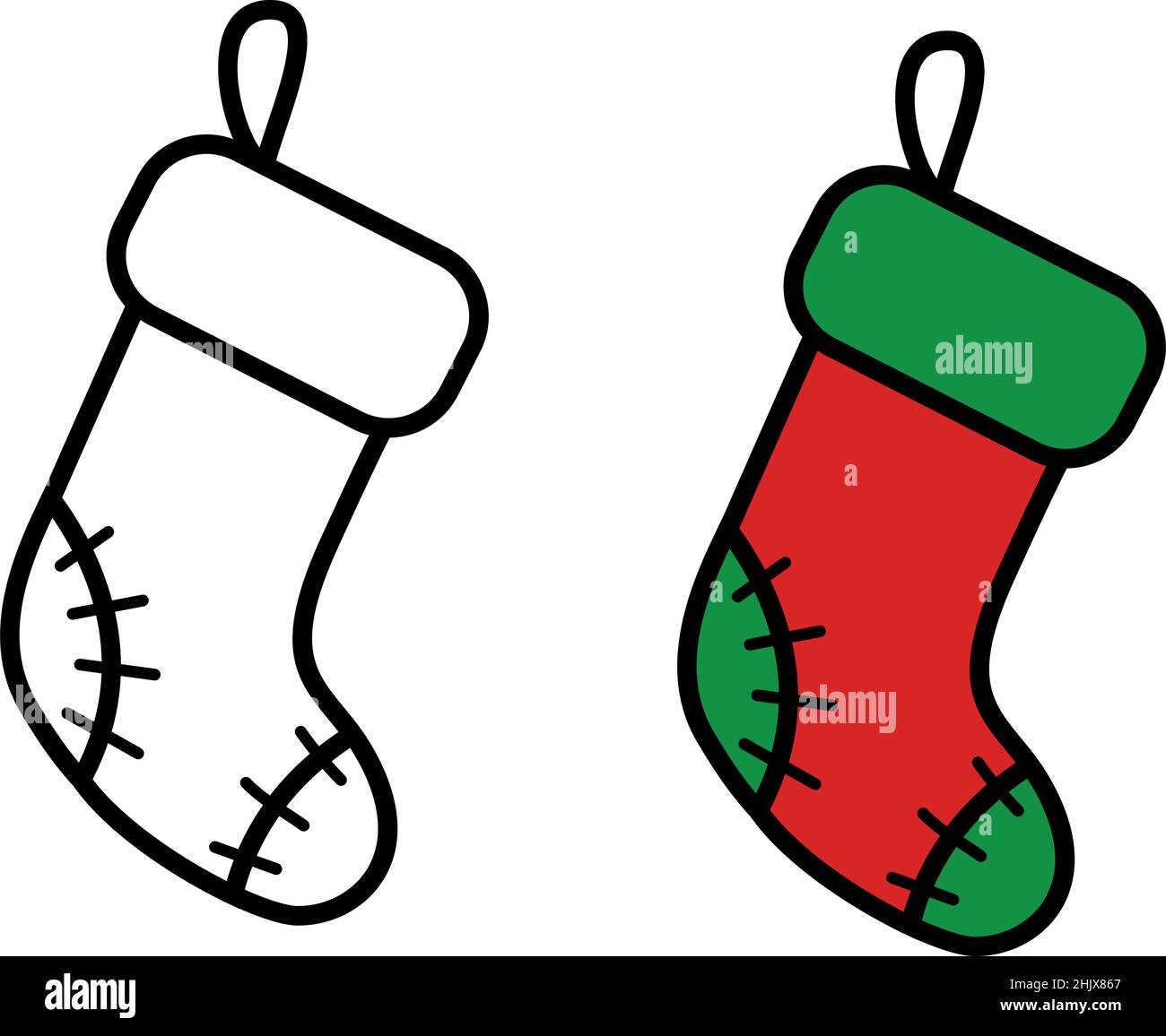 Christmas sock icon on white background, vector illustration Stock Vector