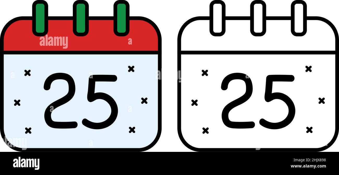 Christmas calendar icon on white background, vector illustration Stock Vector