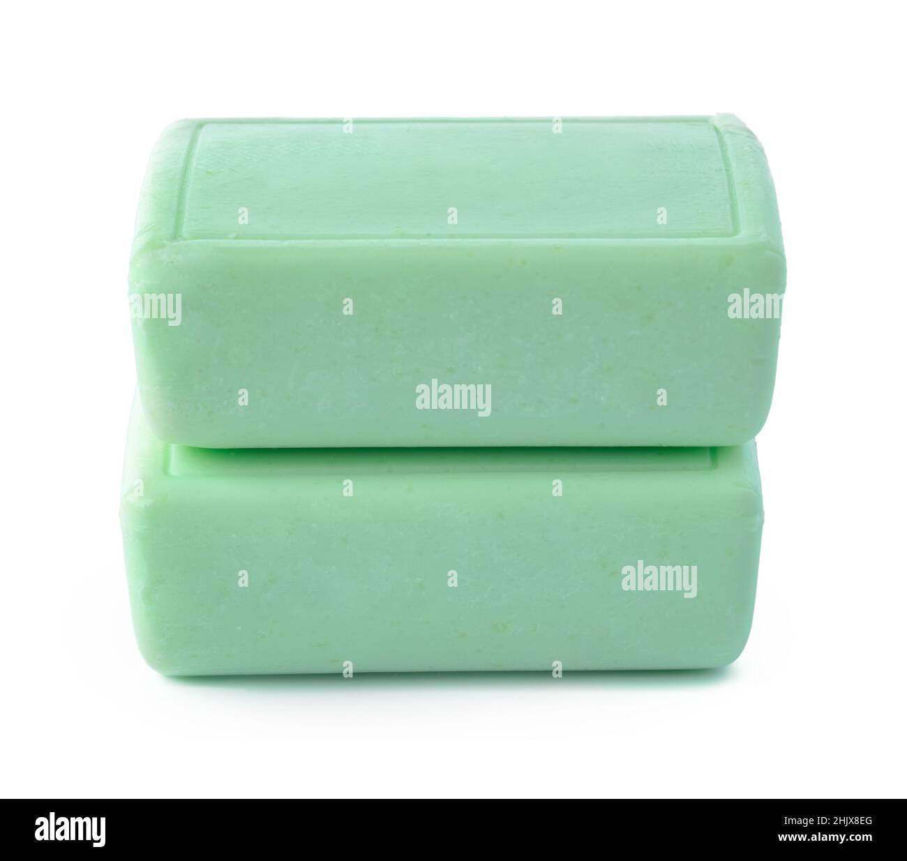 Green soap bars isolated on white background Stock Photo - Alamy