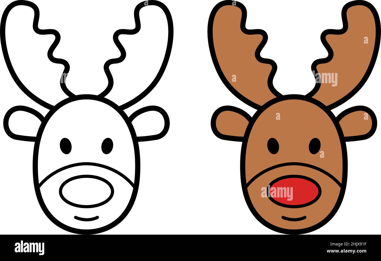 Christmas deer icon on white background, vector illustration Stock Vector