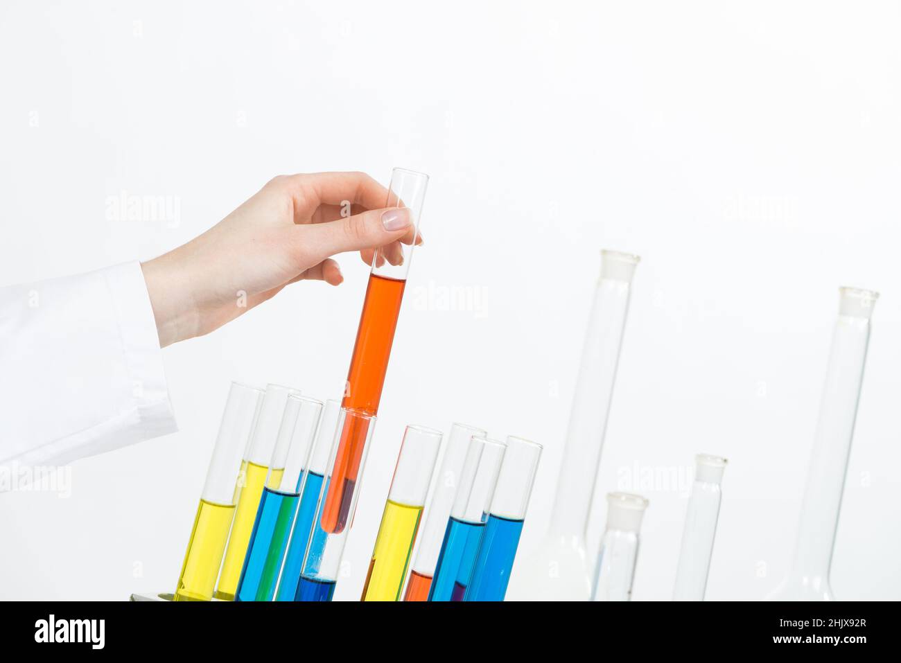 Analysis and synthesis in laboratory. Stock Photo