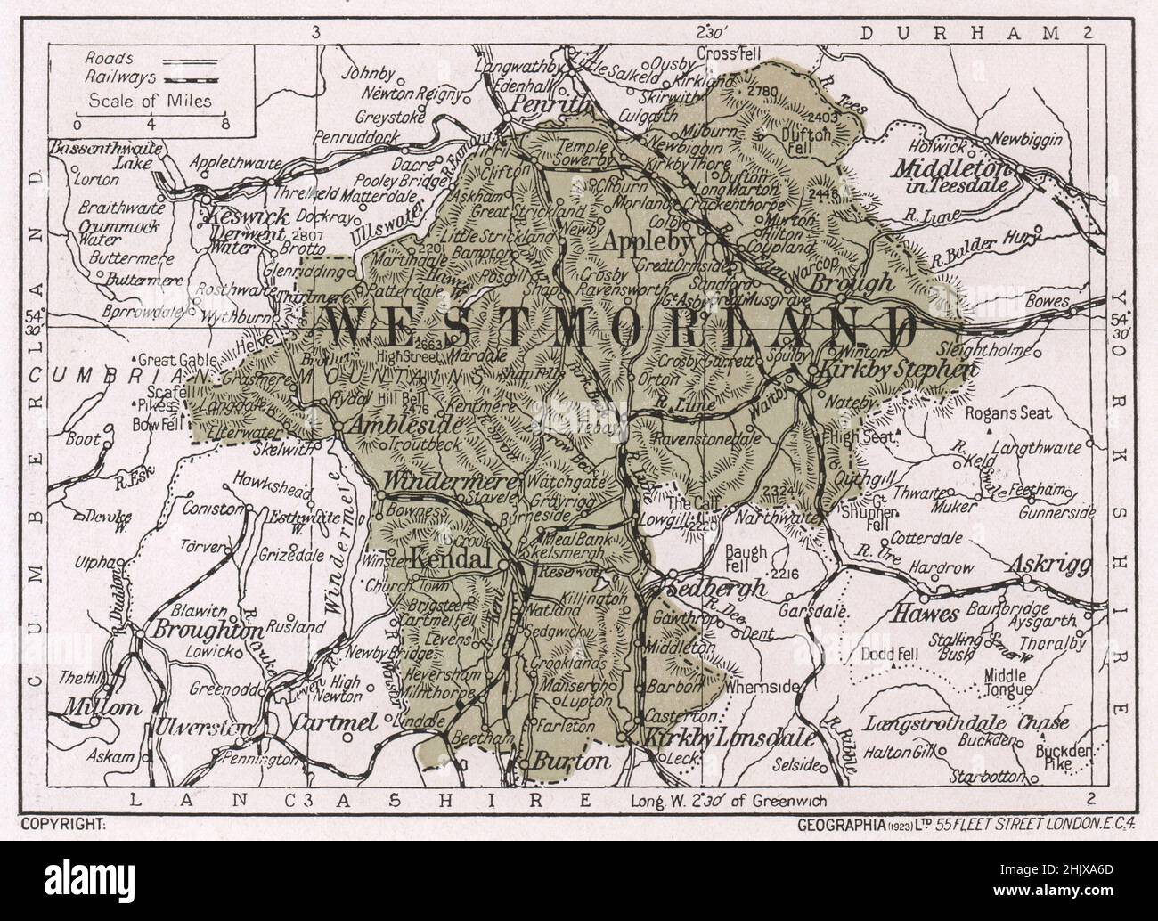 Map of Westmorland (1923 Stock Photo Alamy