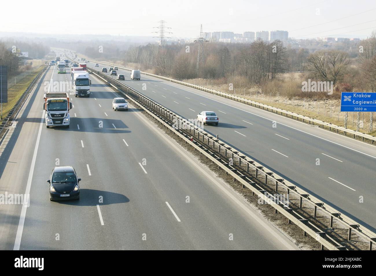 The autostrada A4 (highway) in Poland near the Krakow city, Poland