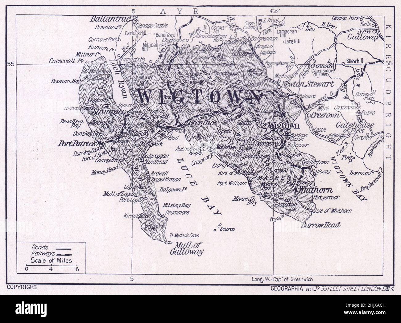 Map of Wigtownshire (1923 Stock Photo Alamy