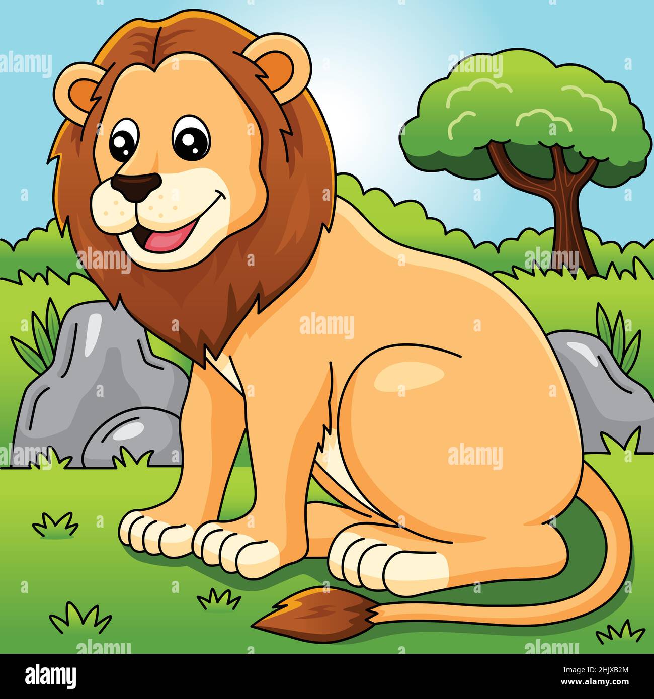 Lion Cartoon Vector Colored Illustration Stock Vector Image & Art Alamy