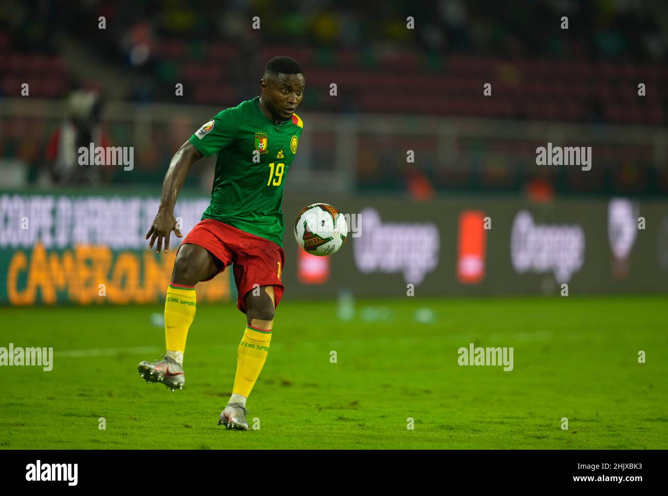 Yaounde, Cameroon, January, 24, 2022: Collins Fai of Cameroon during Cameroun versus Comoros - Africa Cup of Nations at Olembe stadium. Kim Price/CSM. Stock Photo