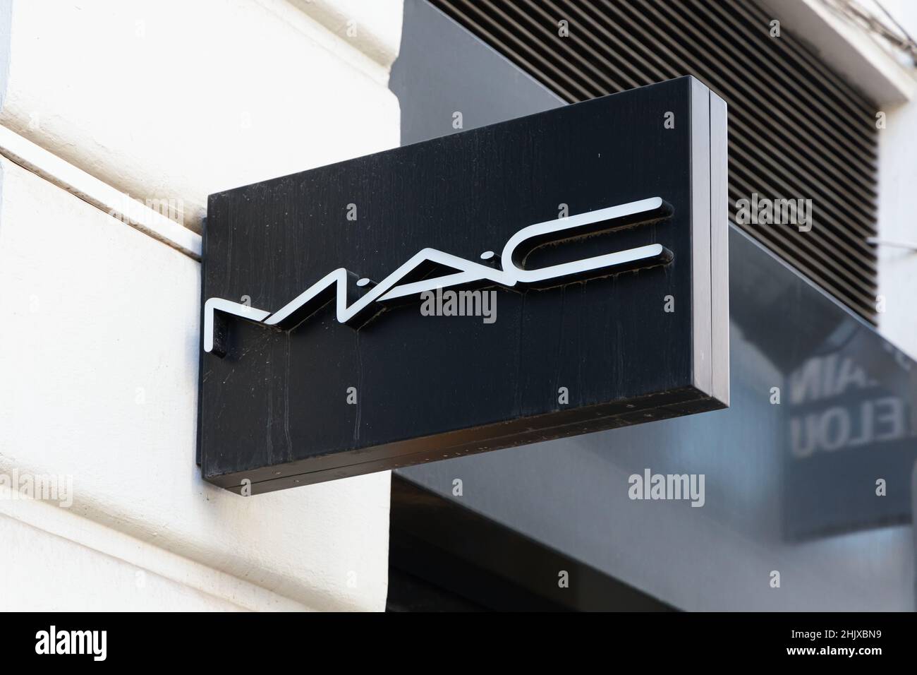 VALENCIA, SPAIN - JANUARY 31, 2022: MAC is an American cosmetics manufacturer founded in Toronto in 1984 Stock Photo