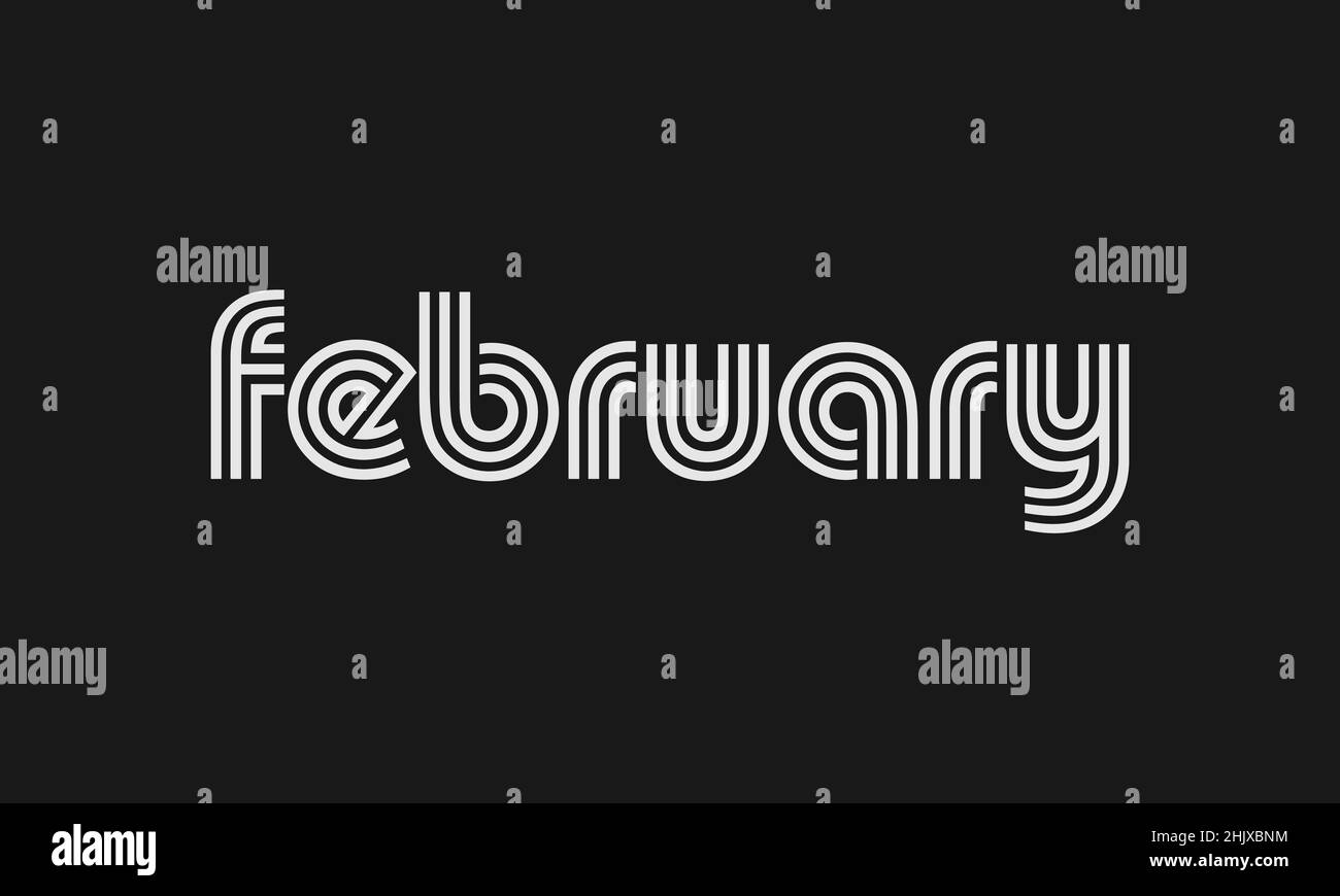 Month FEBRUARY in letters - Initial vector design - Premium Icon, Logo vector Stock Vector