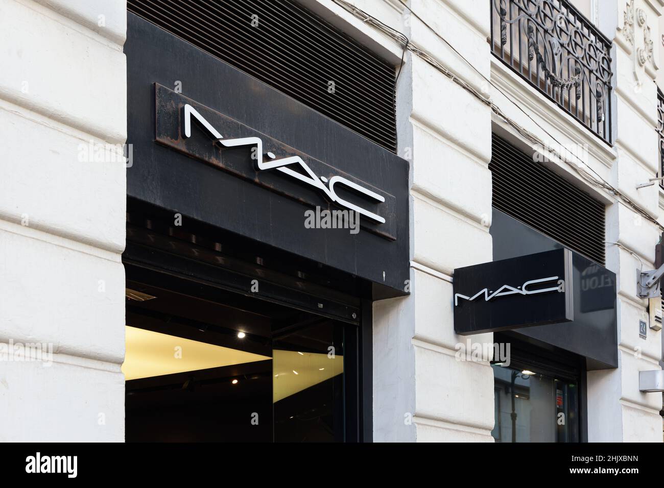 VALENCIA, SPAIN - JANUARY 31, 2022: MAC is an American cosmetics manufacturer founded in Toronto in 1984 Stock Photo