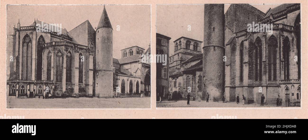Two views of the Church of St. Maurice, Épinal. Vosges. France (1925) Stock Photo