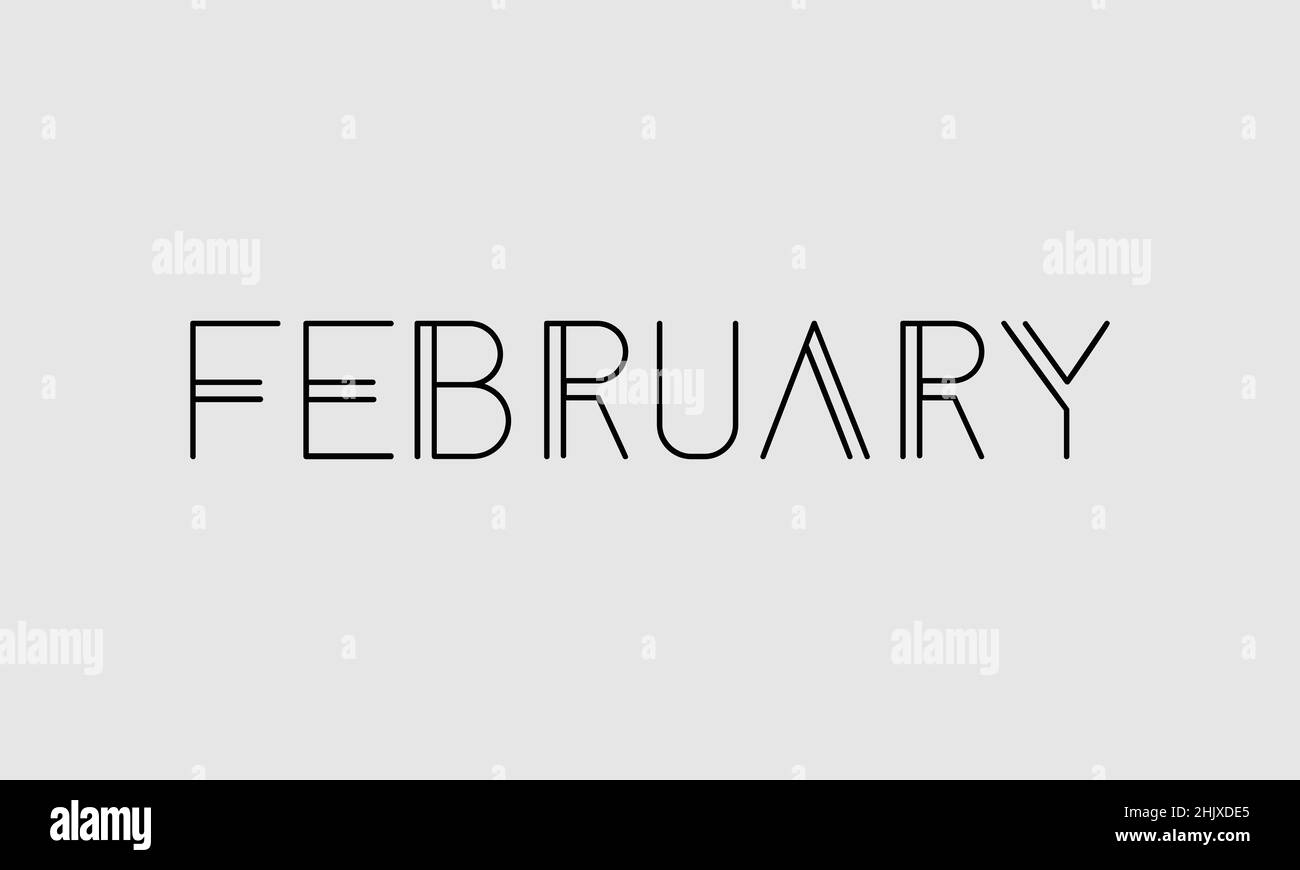 Month FEBRUARY in letters - Initial vector design - Premium Icon, Logo vector Stock Vector