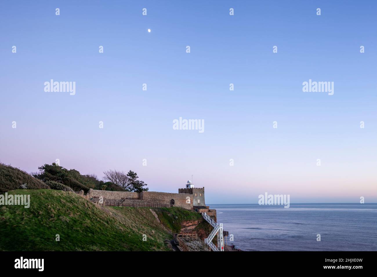 Jacob's Ladder and The Clock Tower in Sidmouth. Devon, UK. Stock Photo