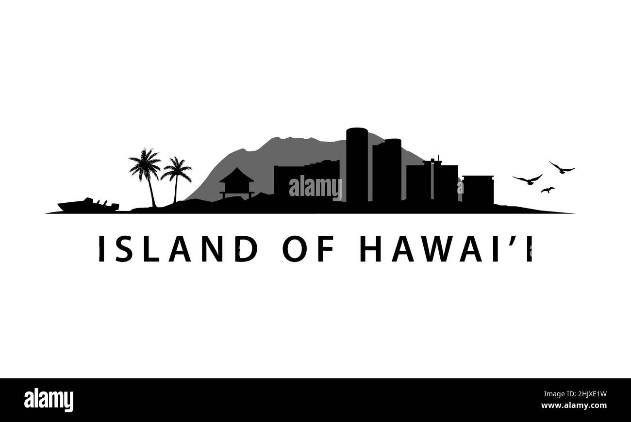 Maui Hawaii American Island in USA Skyline Landscape Vector Graphic Stock Vector