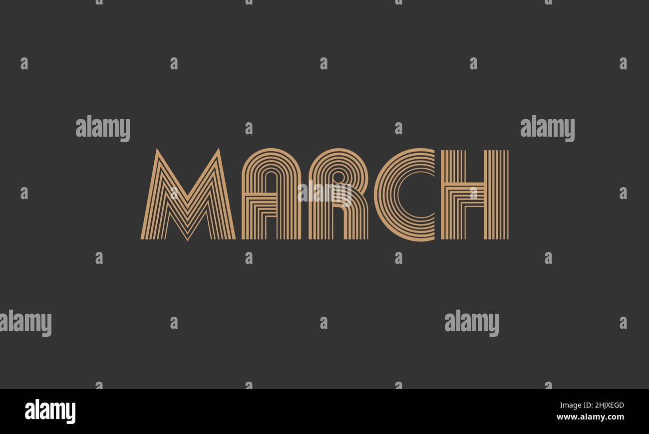 Word MARCH in letters - Initial vector design - Premium font - Icon ...