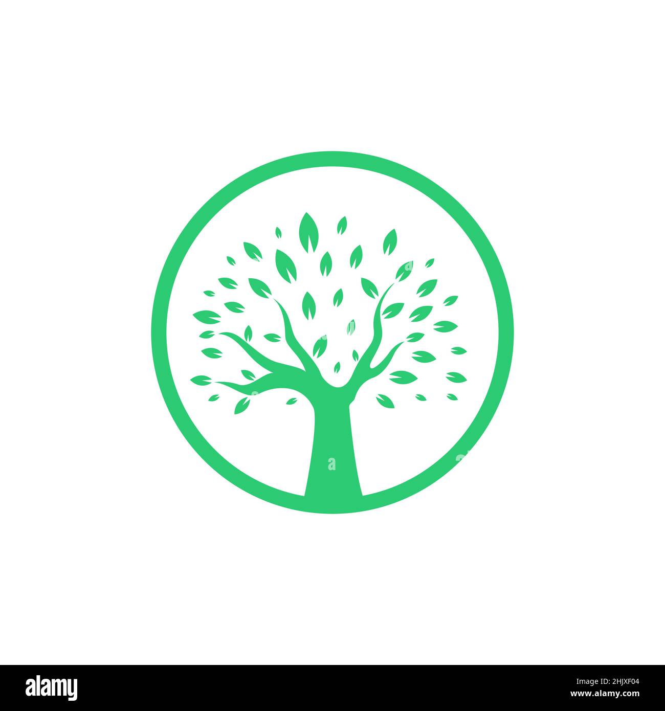 trees green with circle round logo design, vector graphic symbol icon ...
