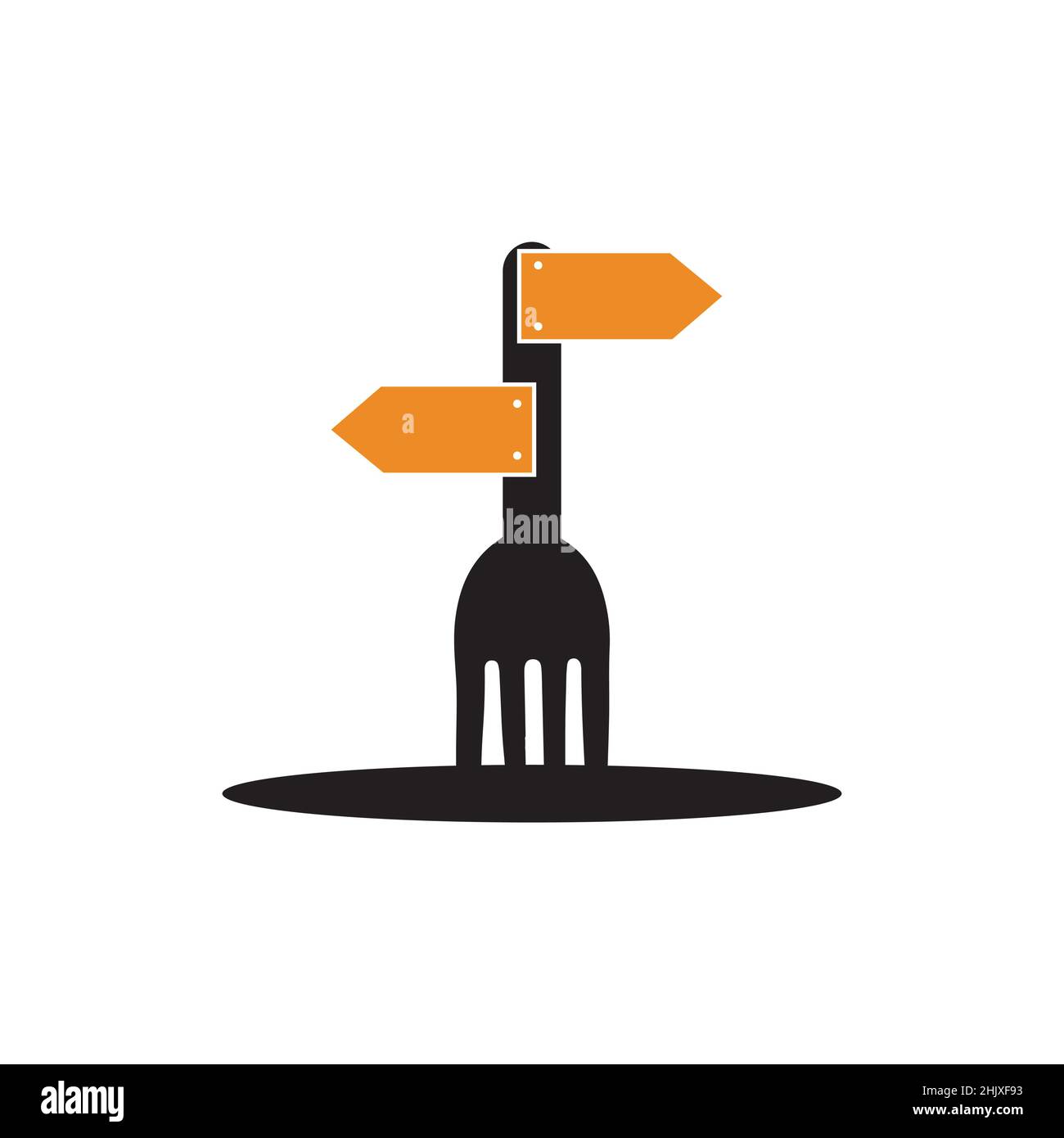 fork with direction board logo design, vector graphic symbol icon illustration creative idea Stock Vector