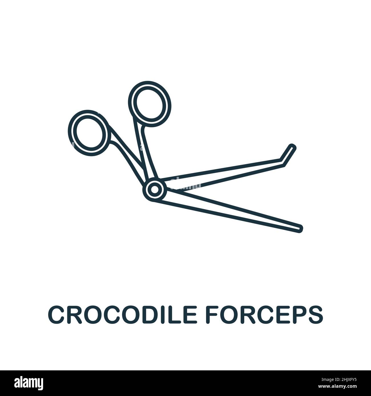 Crocodile Forceps icon. Line element from medical equipment collection. Linear Crocodile Forceps icon sign for web design, infographics and more. Stock Vector