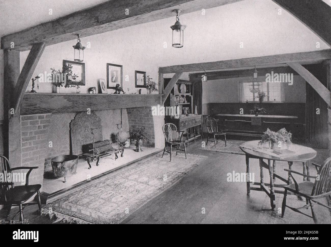 The fireplace and Dining recess. London. Rosewall, Wimbledon. Designed