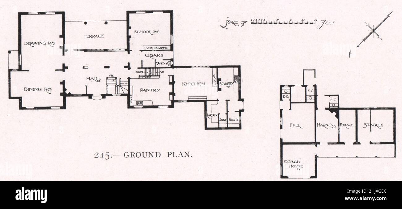 Ground plan. Oxfordshire. Breach House, Cholsey. - Designed by Mr. Edward P. Warren (1922) Stock Photo
