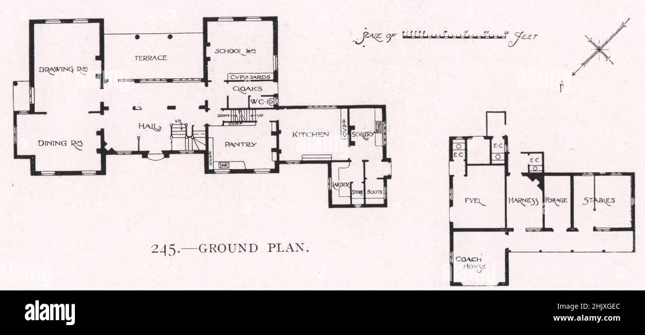 Ground Plan Oxfordshire Breach House Cholsey Designed By Mr Edward P Warren 1922 Stock