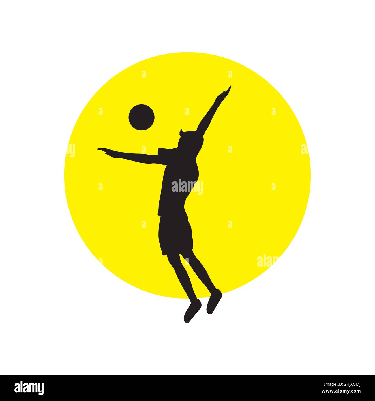 silhouette young man training volleyball logo design, vector graphic symbol icon illustration creative idea Stock Vector