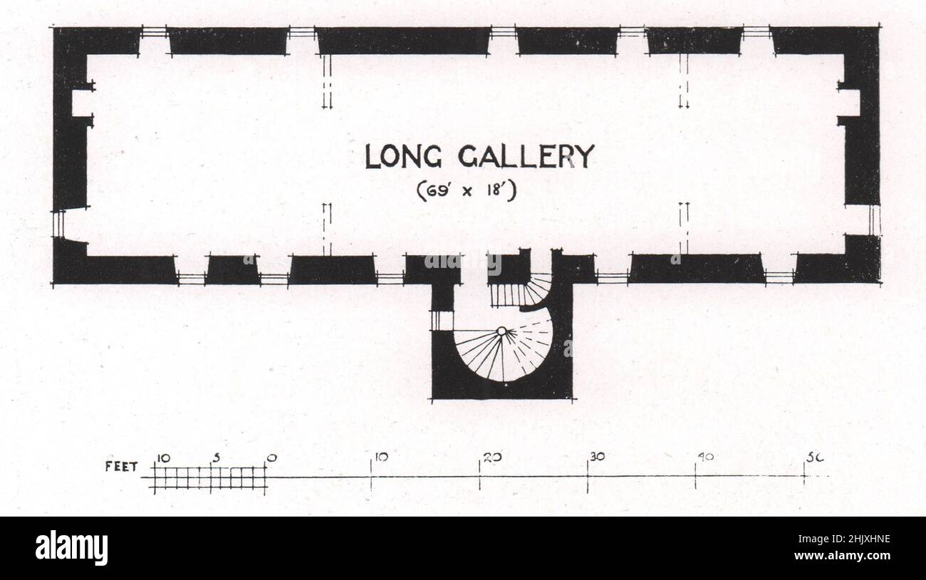 Pittencrieff House, Dunfermline - Long Gallery. Scotland. Sir Robert Lorimer, A.R.S.A., Architect (1908) Stock Photo