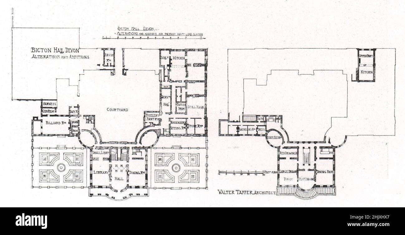 Bicton Hall, Devon - Ground and first-floor plans. Walter J. Tapper ...