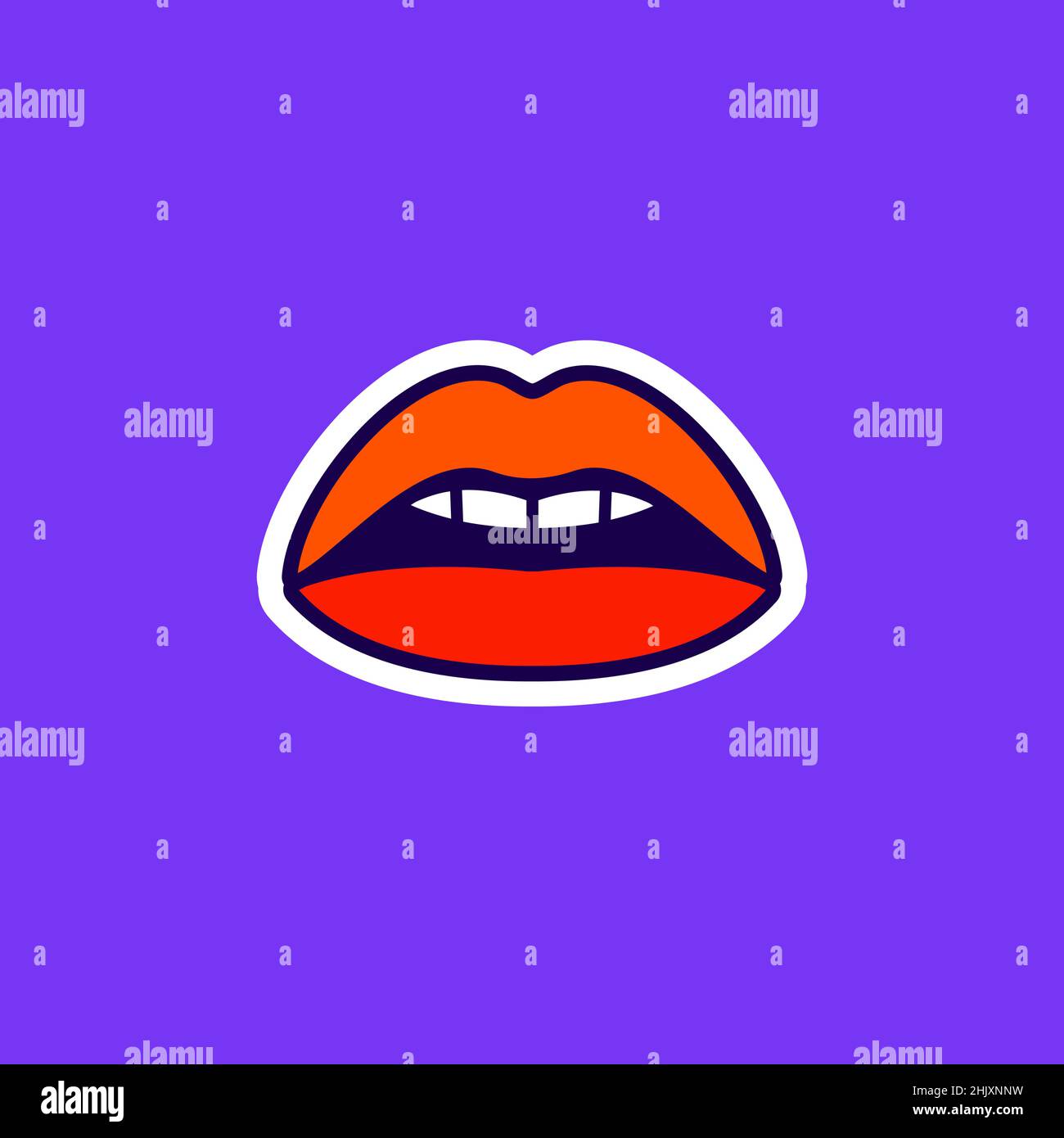 Sexy pout lips, female beautiful open mouth, sticker in the pop art ...