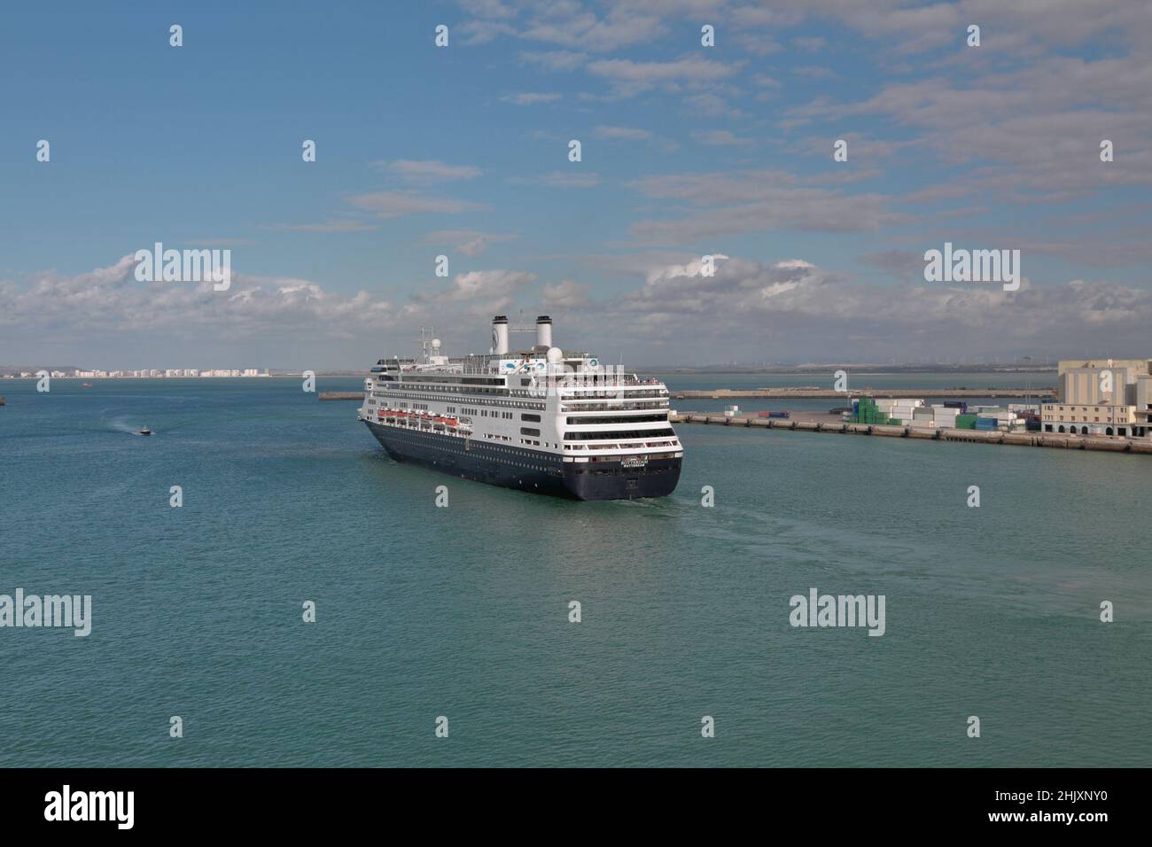 Cadiz, Spain - Sep 25, 2012: Cruise ship goes to sea Stock Photo