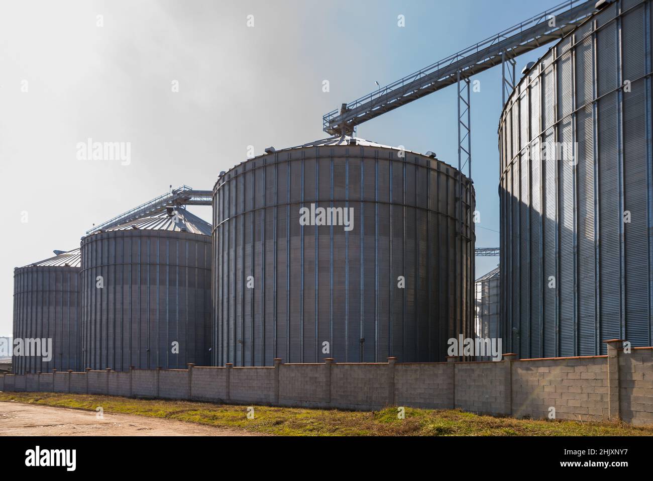 Agricultural Silos. Storage and drying of grains Stock Photo
