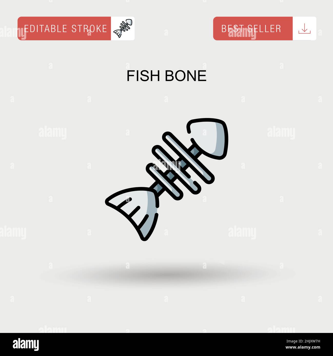 Fish bone Simple vector icon. Stock Vector