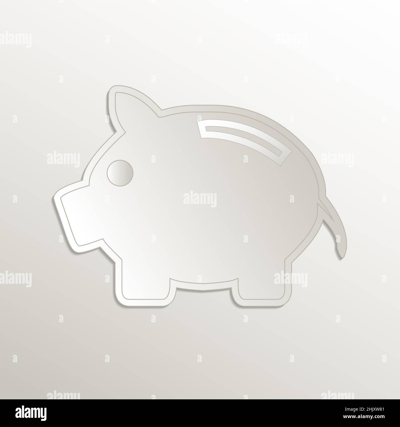 Saving piggy bank icon, card paper 3D natural raster Stock Photo