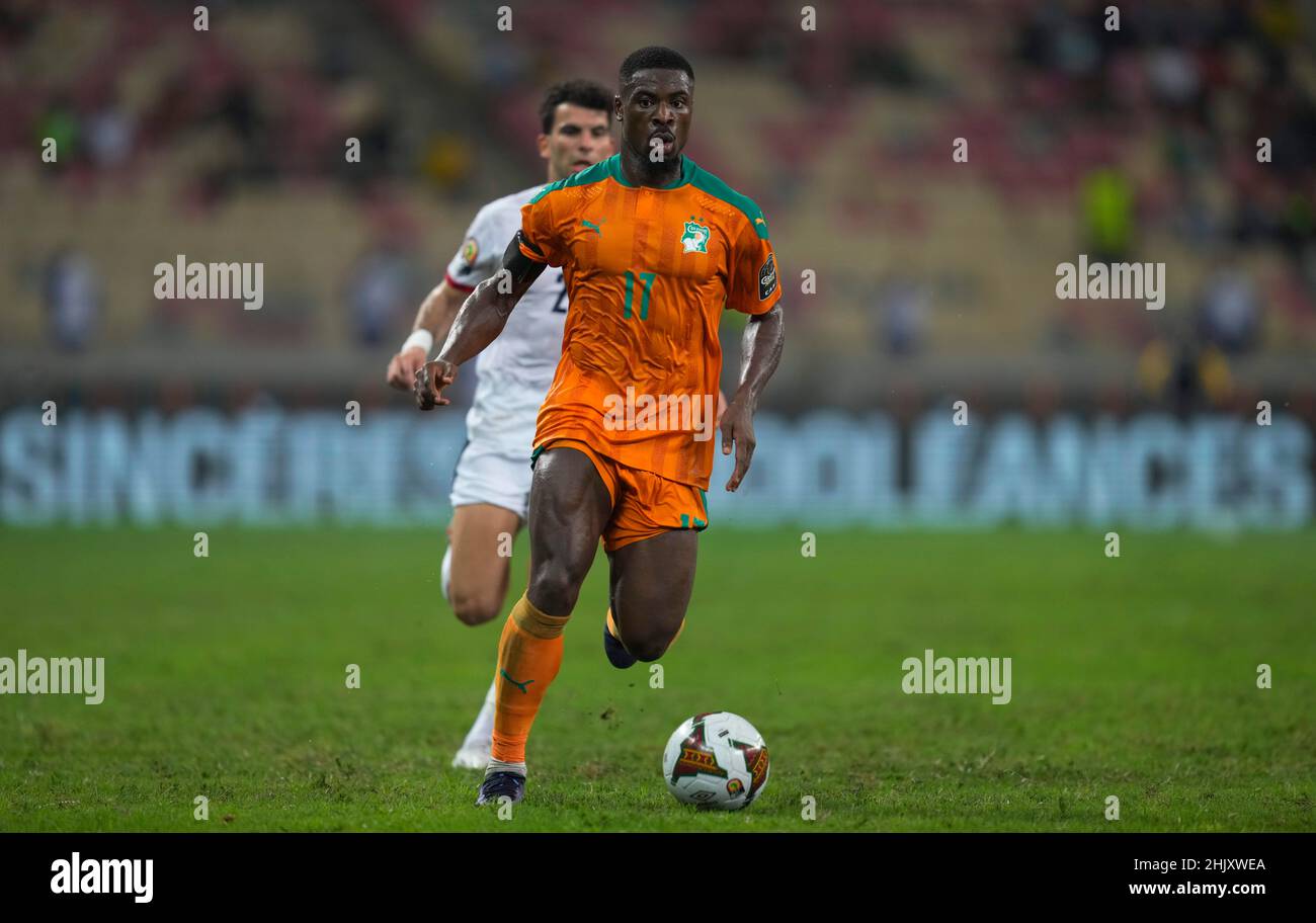 Douala, Cameroon, January, 26, 2022: Serge Aurier of Ivory Coast during Egypt vs Ivory Coast- Africa Cup of Nations at Japoma stadium. Kim Price/CSM. Stock Photo