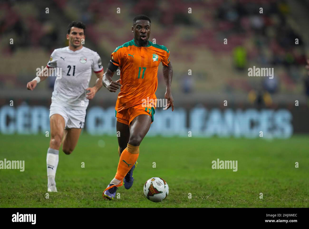 Douala, Cameroon, January, 26, 2022: Serge Aurier of Ivory Coast during Egypt vs Ivory Coast- Africa Cup of Nations at Japoma stadium. Kim Price/CSM. Stock Photo