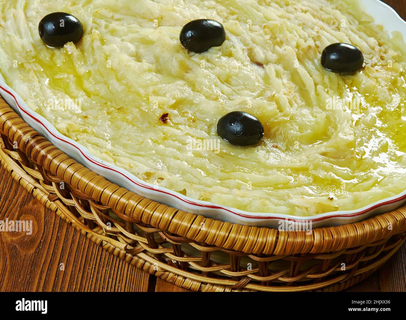 French Brandade de morue, emulsion of salt cod, olive oil, and usually