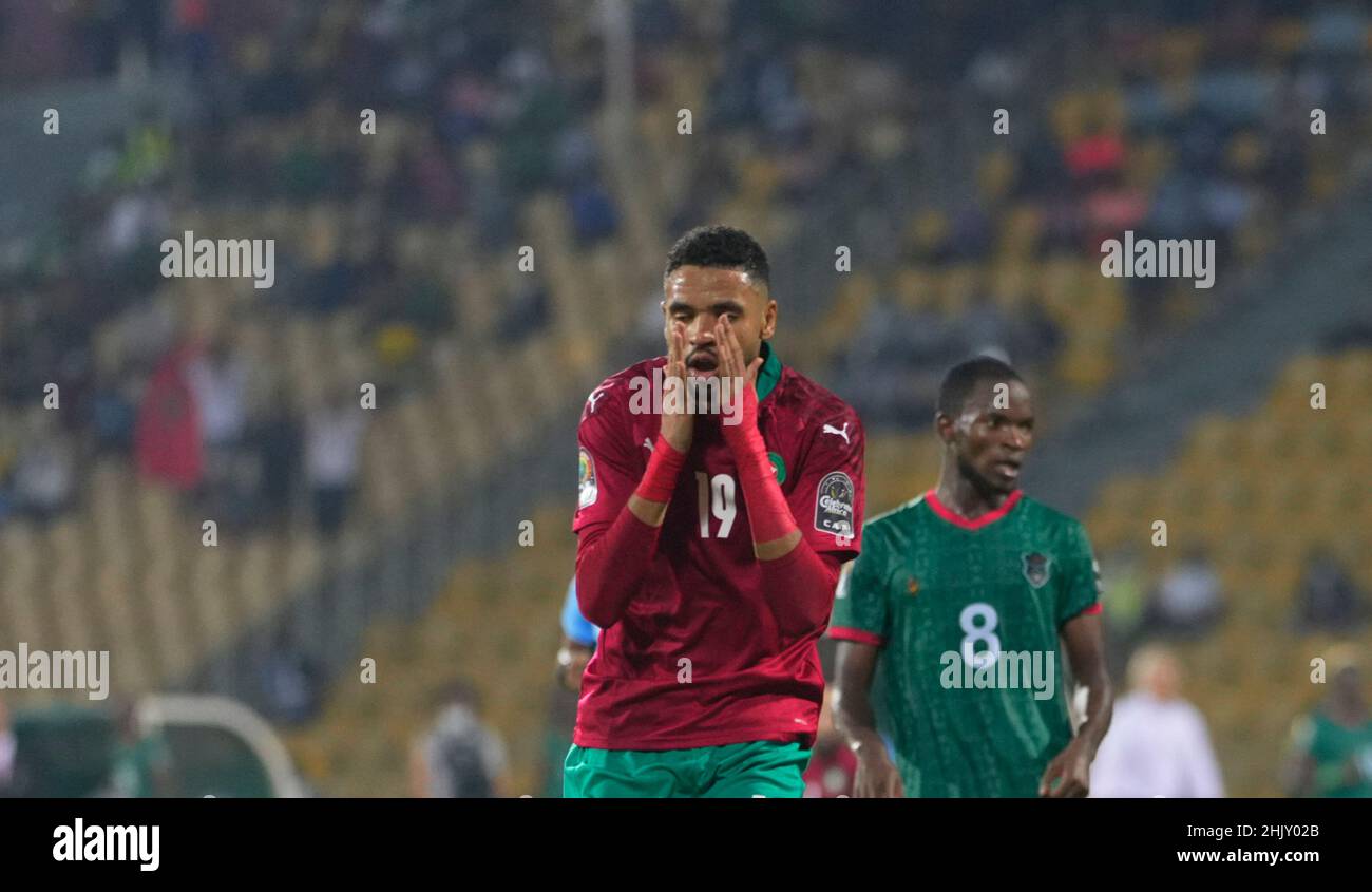 Yaoundé, Cameroon, January, 25, 2022: Youssef En-Nesyri of Morocco during Morocco vs Malawi- Africa Cup of Nations at Ahmadou Ahidjo Stadium. Kim Price/CSM. Stock Photo