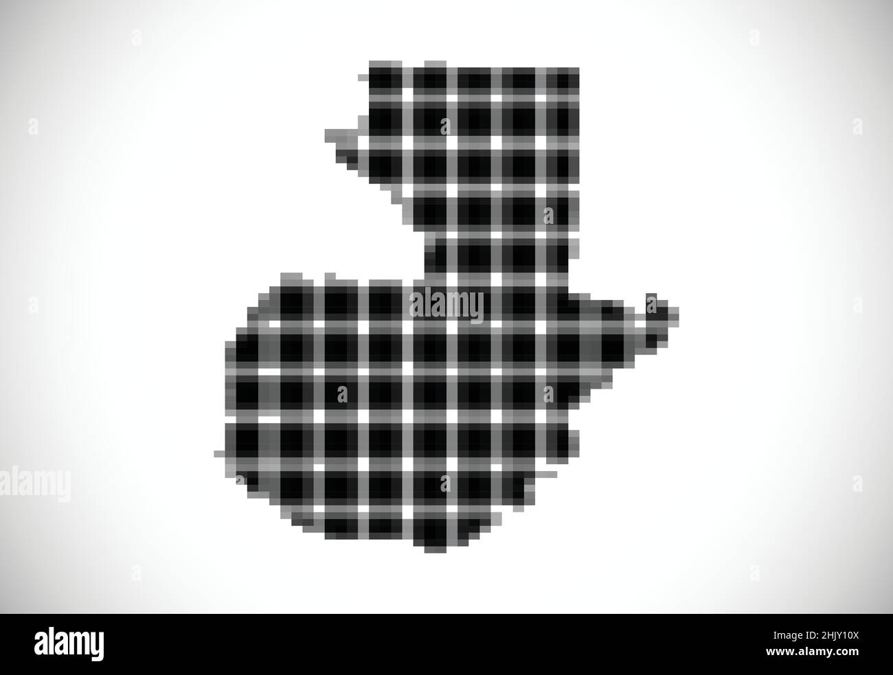 Pixel map of Guatemala. The dotted map is on white background. Vector illustration Stock Vector