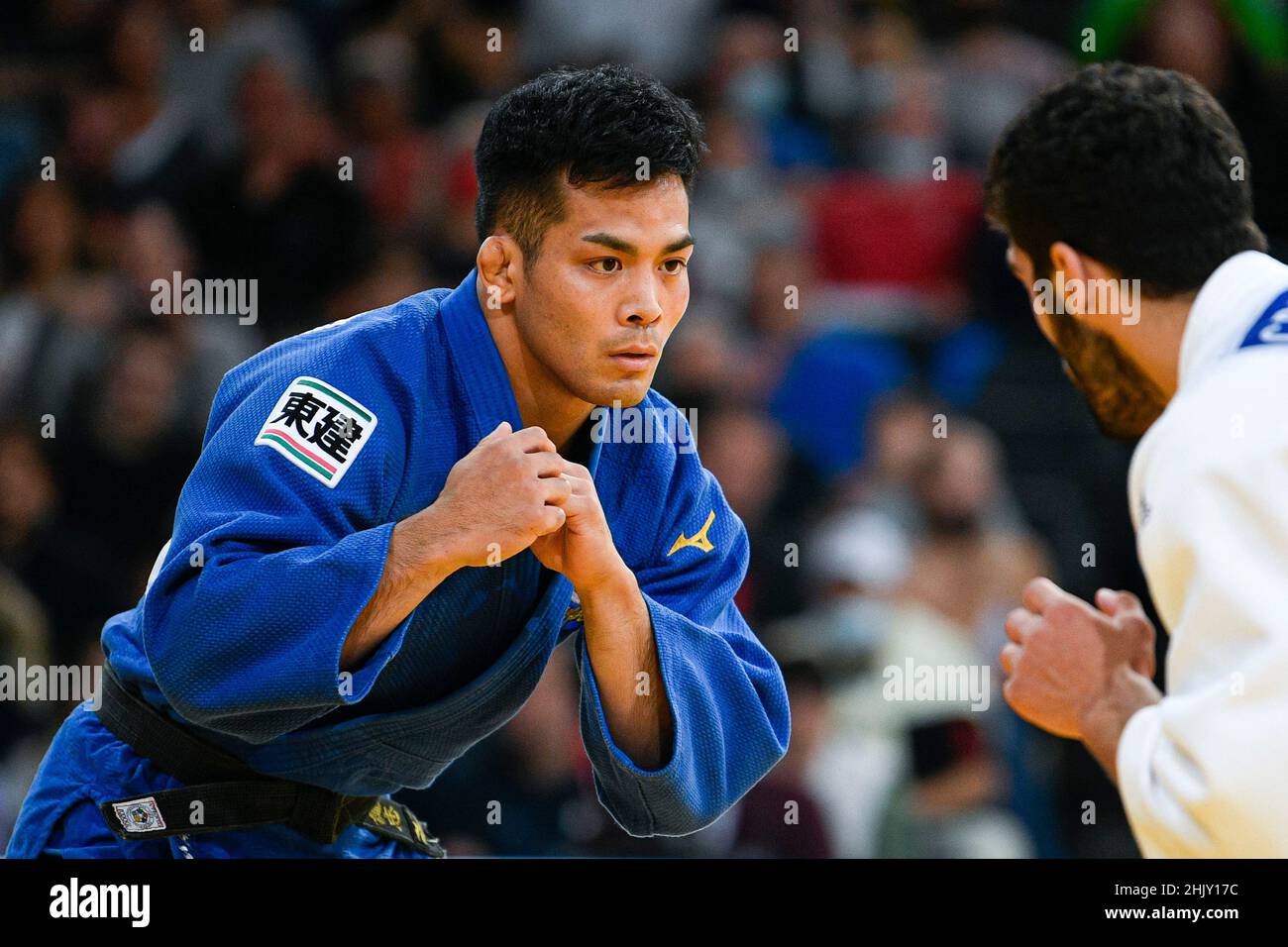 Men -81 kg, Takeshi SASAKI of Japan gold medal competes during the Paris Grand Slam 2021, Judo event on October 17, 2021 at AccorHotels Arena in Paris Stock Photo