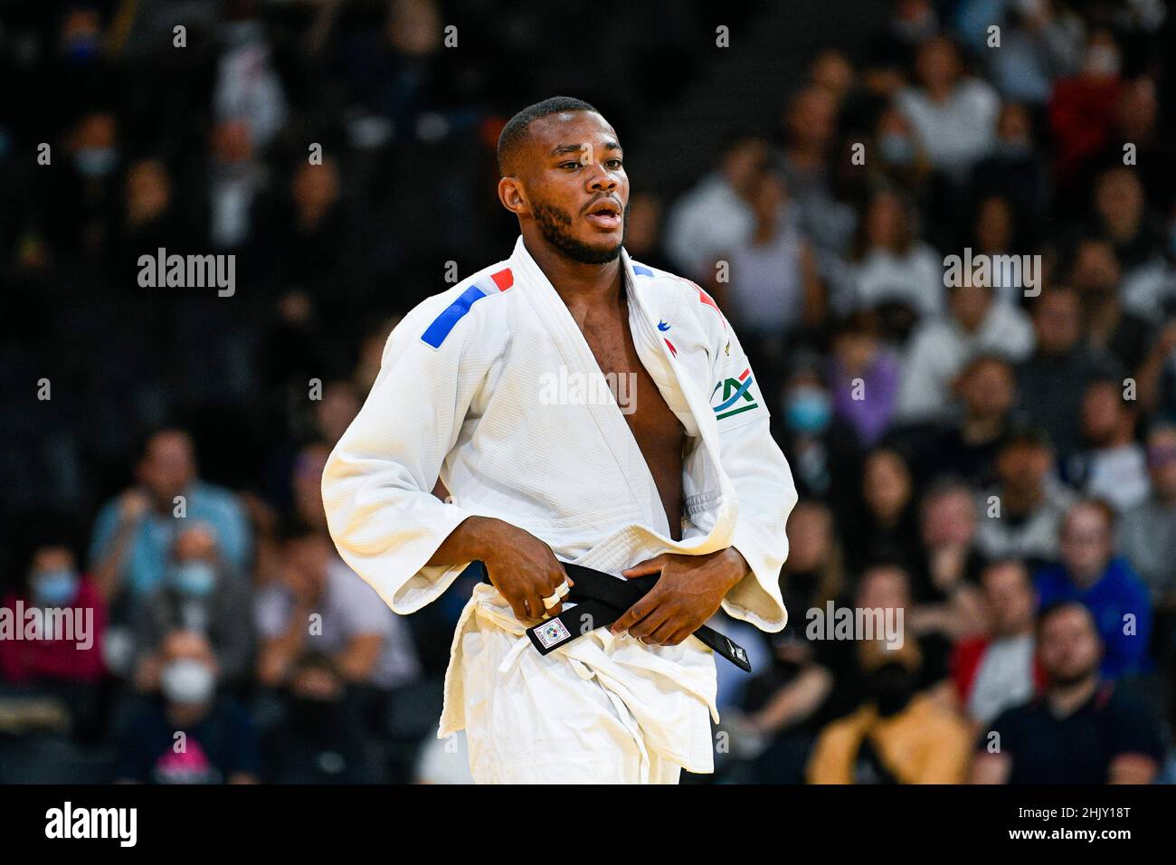 Men -81 kg, Tizie GNAMIEN of France competes during the Paris Grand Slam 2021, Judo event on October 17, 2021 at AccorHotels Arena in Paris, France - Stock Photo