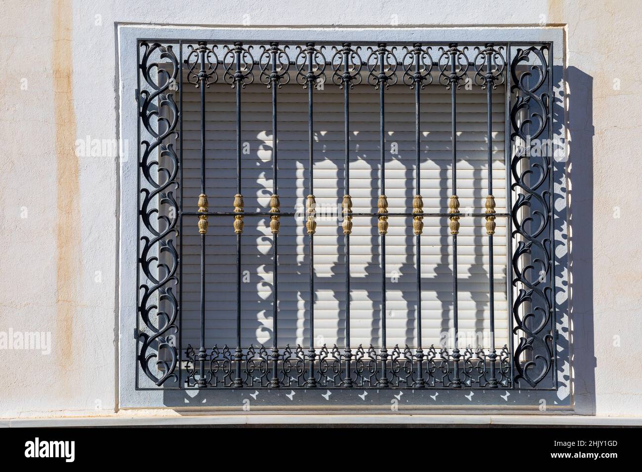 Ornate window grille on a Spanish House Stock Photo Alamy