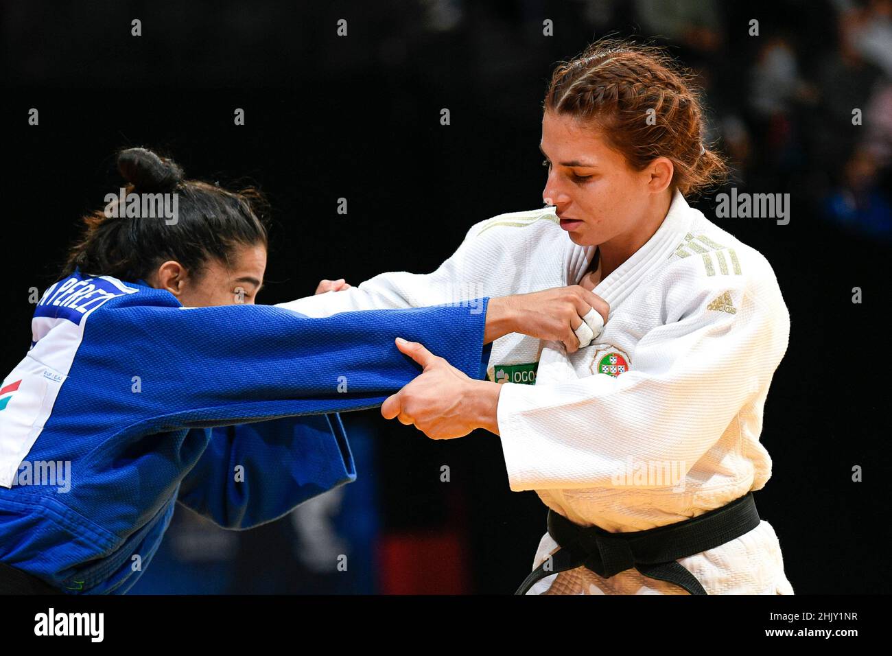 Women -63 kg, Barbara TIMO (white) of Portugal gold medal competes during the Paris Grand Slam 2021, Judo event on October 16, 2021 at AccorHotels Are Stock Photo