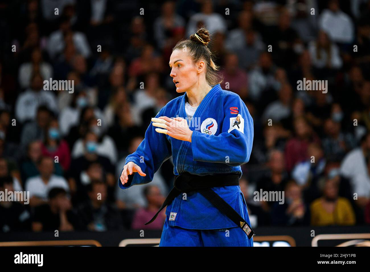 Women -52 kg, Anastasia POLIKARPOVA of Russia competes during the Paris Grand Slam 2021, Judo event on October 16, 2021 at AccorHotels Arena in Paris, Stock Photo