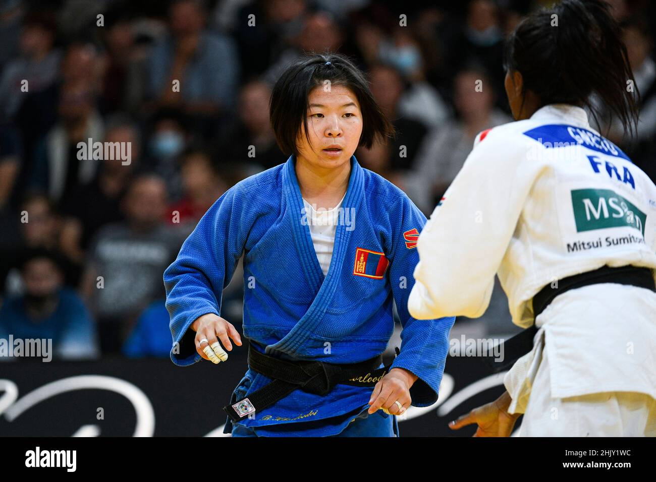 Women -52 kg, Khorloodoi BISHRELT of Mongolia bronze medal competes during the Paris Grand Slam 2021, Judo event on October 16, 2021 at AccorHotels Ar Stock Photo