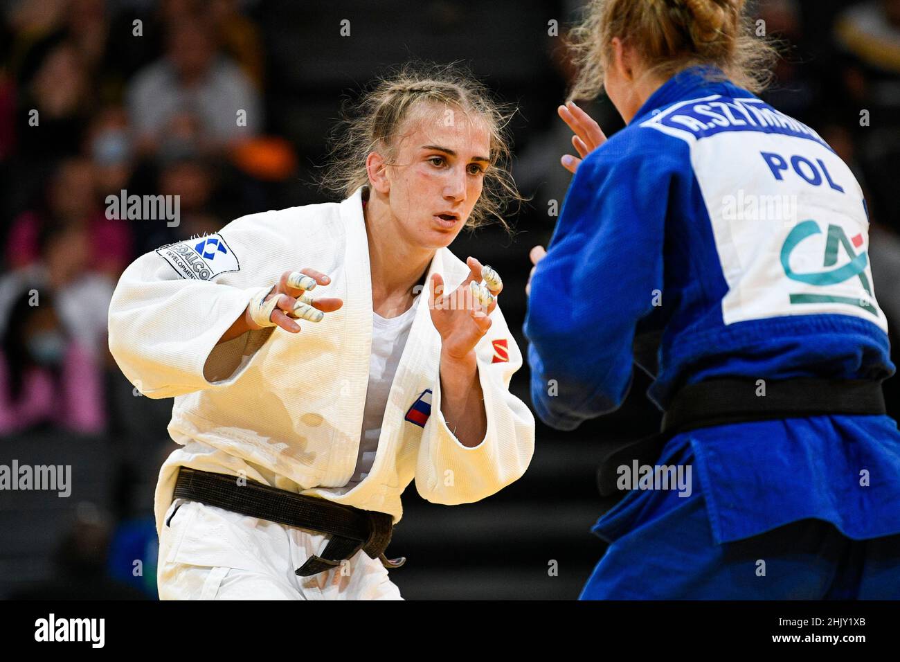 Women -63 kg, Ekaterina VALKOVA of Russia competes during the Paris Grand Slam 2021, Judo event on October 16, 2021 at AccorHotels Arena in Paris, Fra Stock Photo