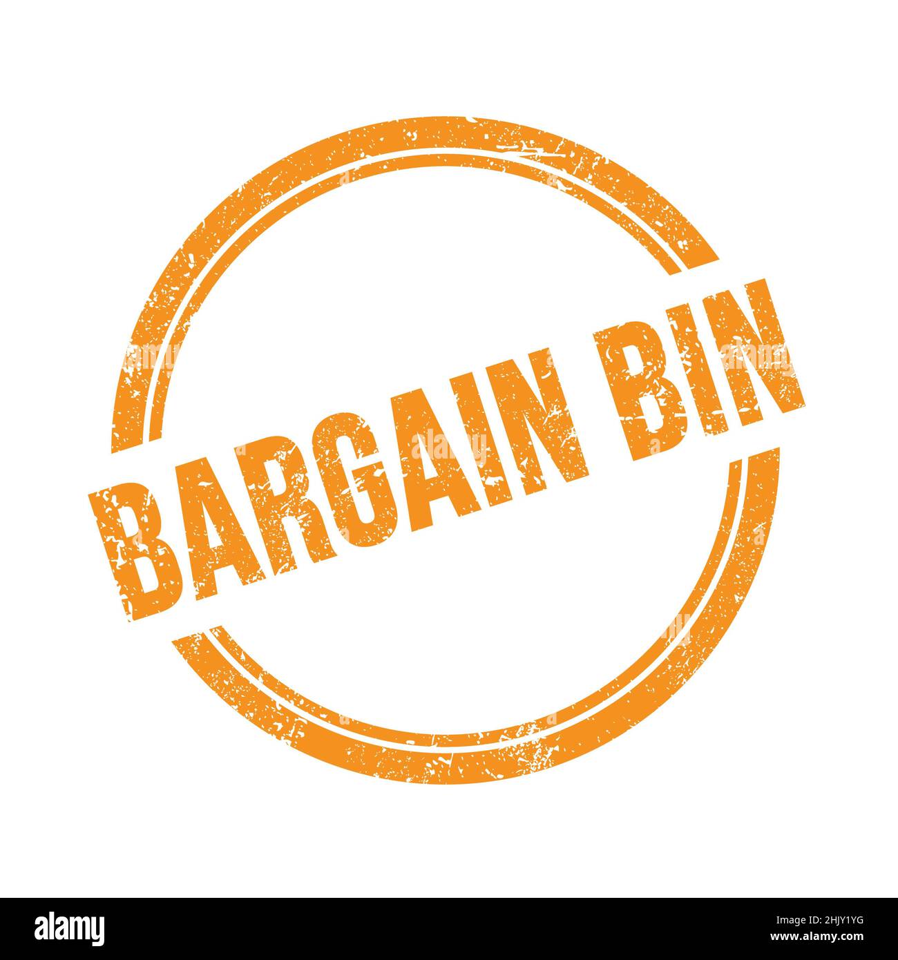 BARGAIN BIN text written on orange grungy vintage round stamp. Stock Photo