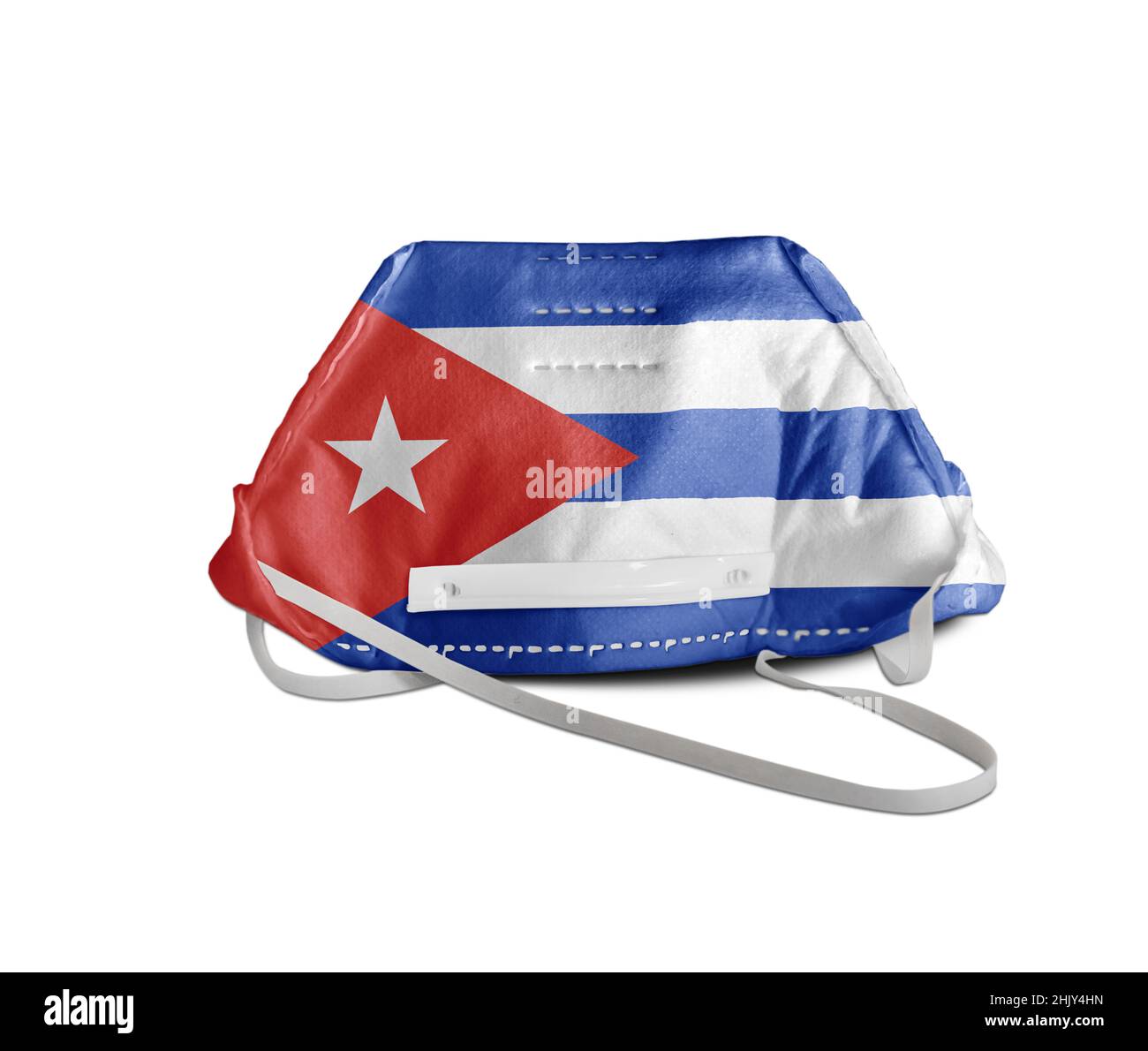 Cuba flag on anti pollution mask medical protection Stock Photo