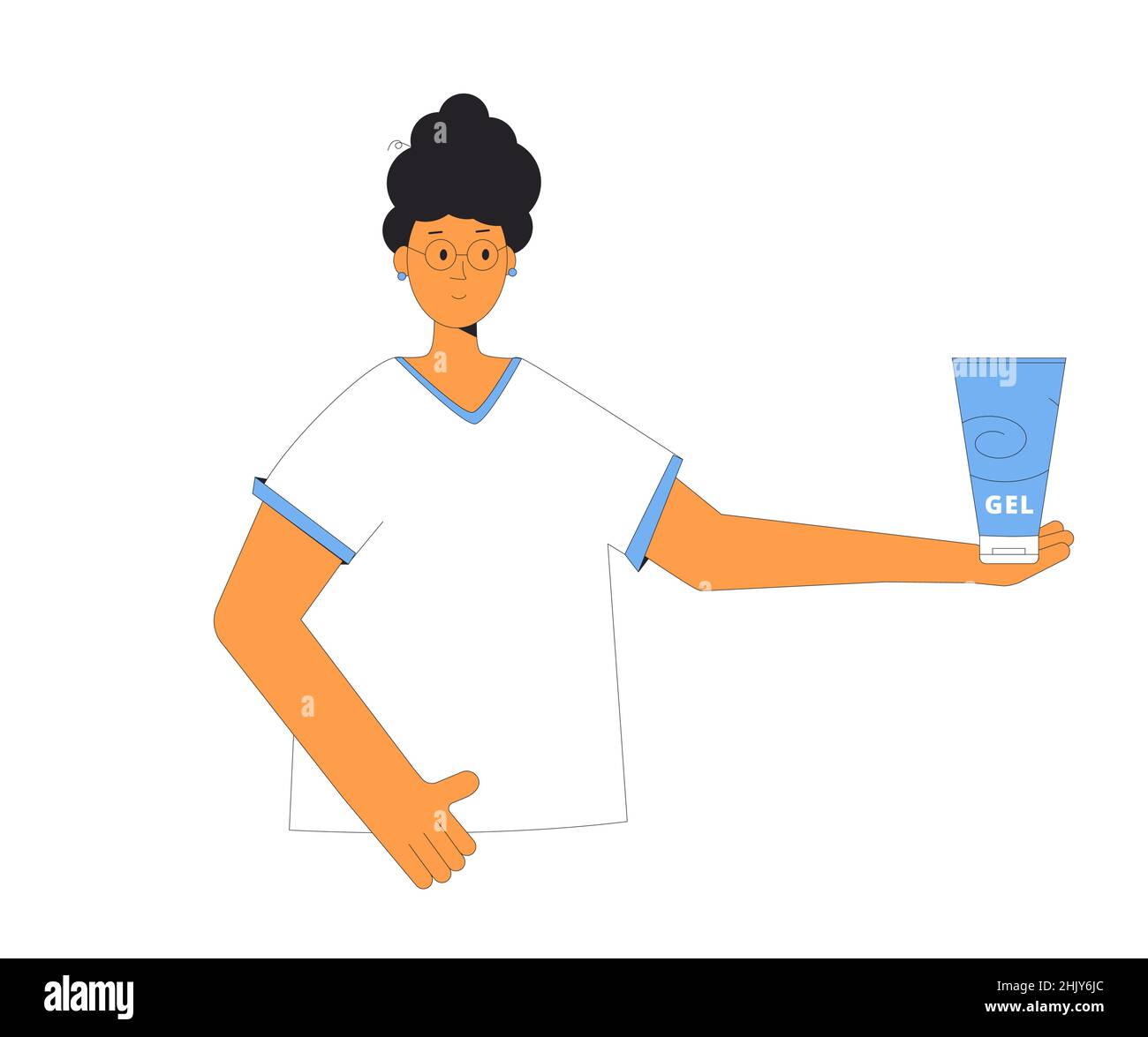 Woman glasses curly hair wearing Cut Out Stock Images & Pictures - Alamy