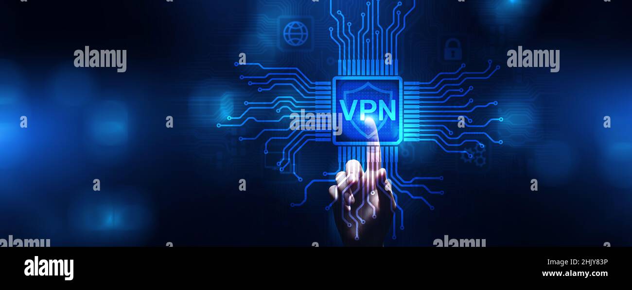 VPN Virtual private network secure connection internet technology concept. Stock Photo