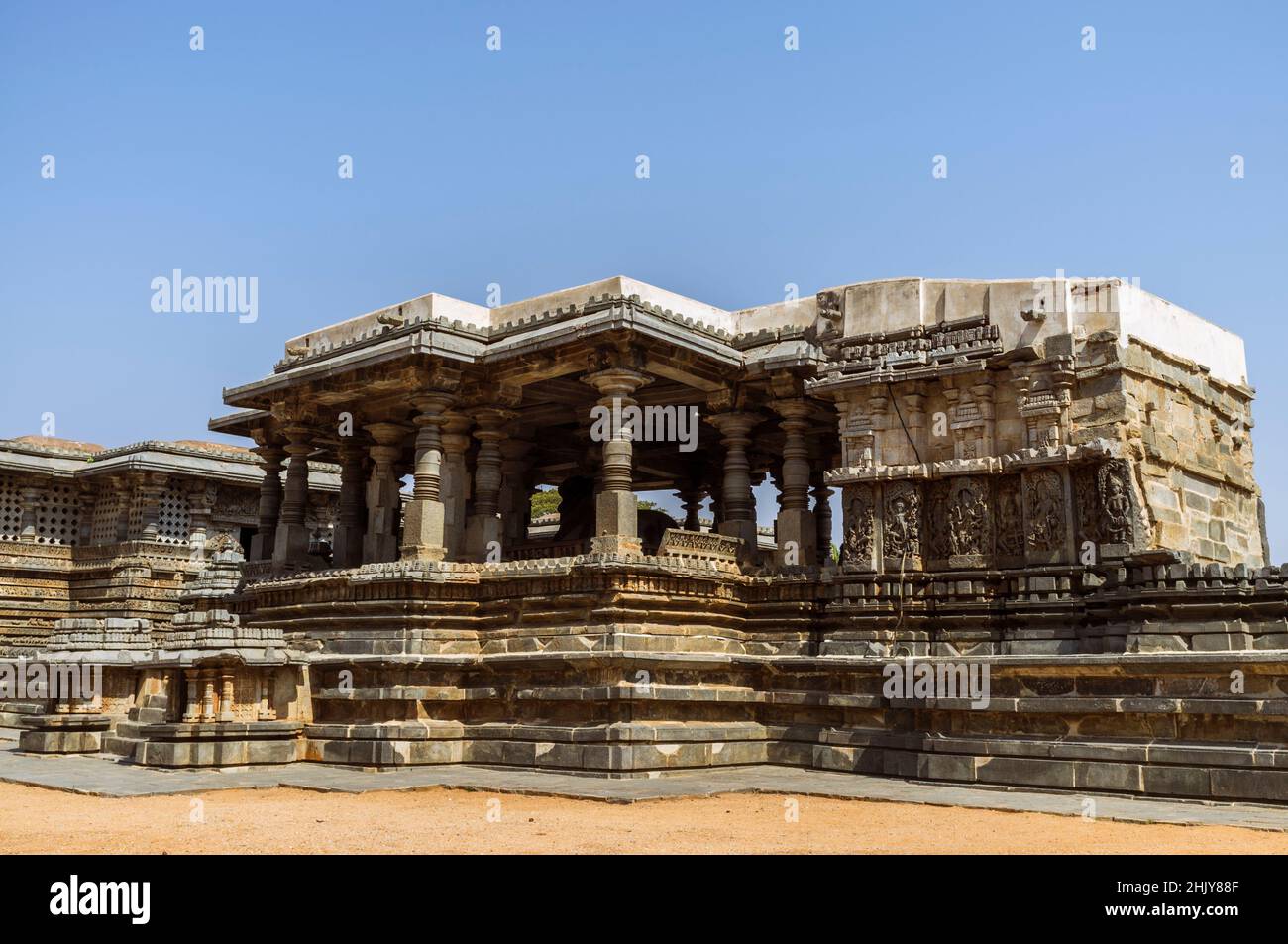 Halebid, Karnataka, India : 12th-century Hoysaleswara Temple. Stock Photo