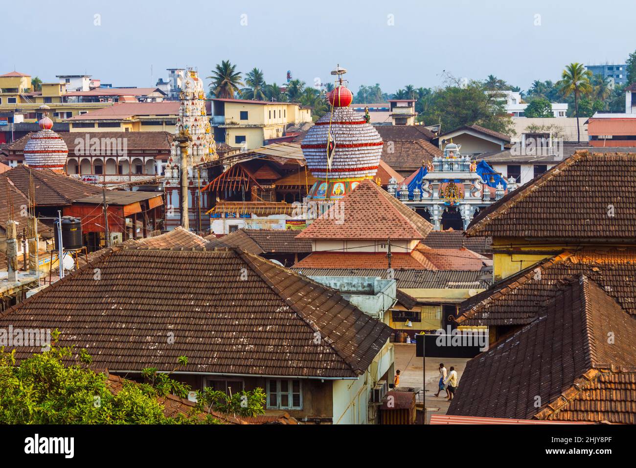 Udupi, Karnataka, India :  High anle view of the Krishna temple and the eight maths (monasteries) surrounding it founded in the 13th century by the lo Stock Photo